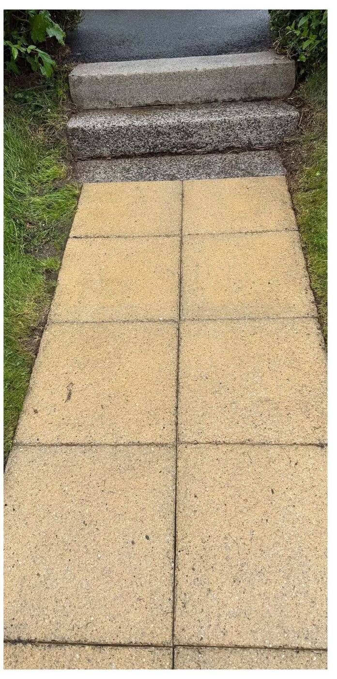 The same path cleaned to a bright buff colour