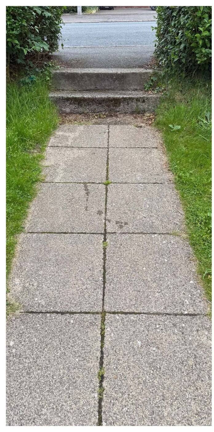 Grey, dirty concrete path